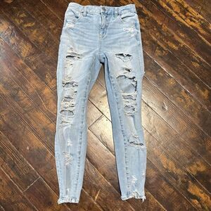 American Eagle curvy hi-rise distressed jeggings